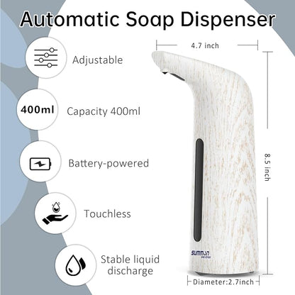 Automatic Liquid Soap Dispenser, 4-Level,13.5oz Touchless | Plastic,400ml Electric Battery Operated Hand & Dish Countertop Soap Dispensers with Sensor for Bathroom,Kitchen Sink