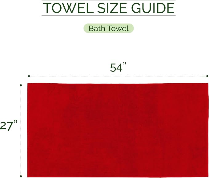 Elegant Comfort 100% Turkish Cotton Corduroy Ribbed Luxury Soft 2 Pack Bath Towels 27 x 54 Inch - Ultra Plush, Absorbent, Quick Dry, Hotel Spa Quality Towels for Bathroom Essentials, Red
