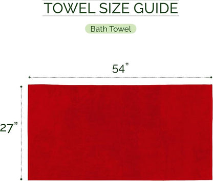 Elegant Comfort 100% Turkish Cotton Corduroy Ribbed Luxury Soft 2 Pack Bath Towels 27 x 54 Inch - Ultra Plush, Absorbent, Quick Dry, Hotel Spa Quality Towels for Bathroom Essentials, Red