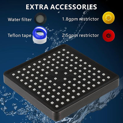 Voolan High Pressure Rain Shower Head - Luxury Modern Look - The Adjustable Replacement For Your Bathroom Showerhead - 6" Square High Flow Pressure Boosting Showers (Oil Rubbed Bronze)