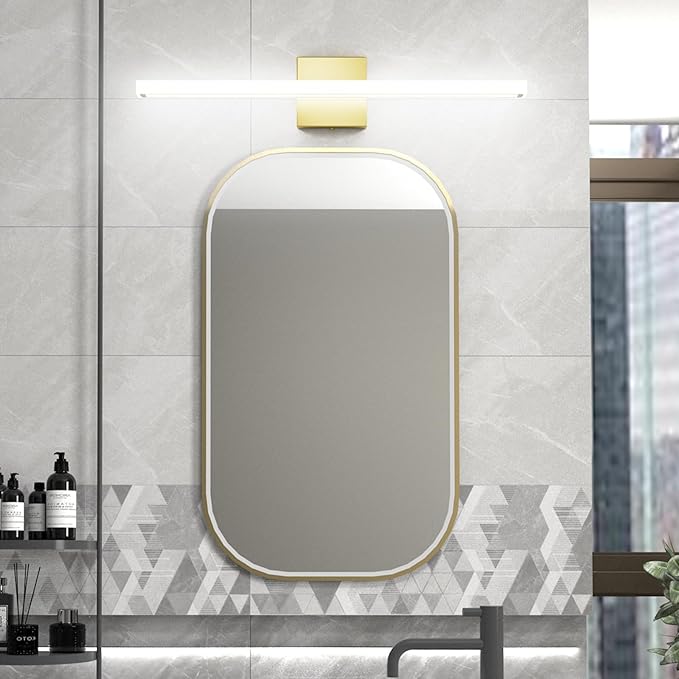 24inch Gold LED Bathroom Vanity Light Bar 18W Modern Bath Light Fixture Over Mirror Vanity Light Cool White 6000K