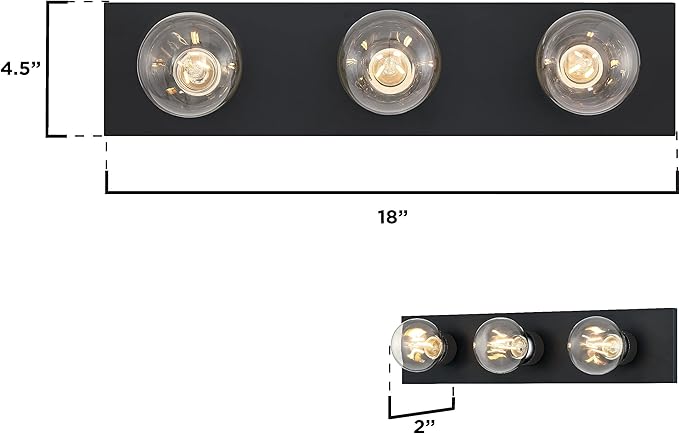 Westinghouse 6117500 Traditional Three-Light Indoor Vanity Light Fixture, Matte Black Finish, No Shades