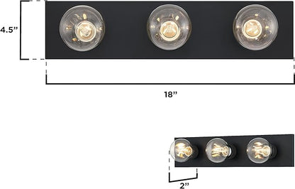 Westinghouse 6117500 Traditional Three-Light Indoor Vanity Light Fixture, Matte Black Finish, No Shades