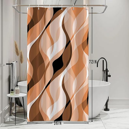 Stall Shower Curtain, Burnt Orange Striped Small Shower Curtain Set for Bathroom Modern Waterproof Narrow Shower Curtain Set with Hooks, 36x72 Inch