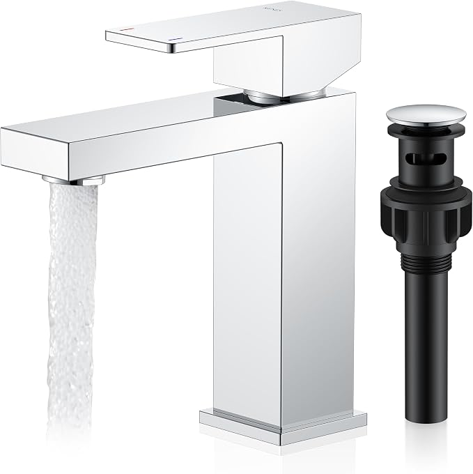 Chrome Bathroom Faucet Single Hole, Single Handle Vanity Sink Faucet | Bathroom Sink Faucet with Pop Up Drain & Supply Lines, Lead-Free cUPC & NSF Certified, 1 Handle Faucet for Vanity RV Restroom