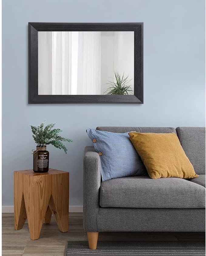 AAZZKANG Black Mirrors for Wall Rectangle Wood Framed Large 26"x18" Decorative Wall Mirror for Bedroom Bathroom Living Room Dressing Room Entryway
