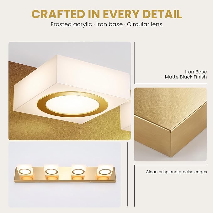 Bathroom Vanity Light, 4-Light 31 Inch Brushed Gold 5CCT 2700-6500K LED Bathroom Light Fixtures Over Mirror, Vanity Lighting Modern Bath Wall Sconce for Mirror Bedroom Living Room