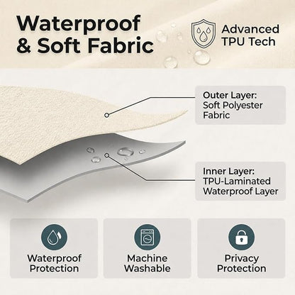 Waterproof Fabric Shower Curtain Liner, TPU Coated, PEVA-Free & Odorless, Hotel Quality, 3 Magnets, Rust-Proof Metal Grommets, Machine Washable, Cream, 72x72 Inch