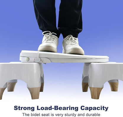 Non-Electric Toilet Seat with Bidet Fits Elongated Toilets | Self-Cleaning Dual Nozzle System for Front&Rear Wash,Adjustable Water Pressure,Quiet&Slow Close Toilet Seat&Lid,Non Loosening