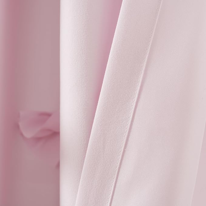 Lush Decor Riley Light Filtering Window Curtain Panel, Single 54" W x 95" L, Lilac - Cute Purple Curtains for Bedroom - Bow Decor - Coquette Curtains for Windows