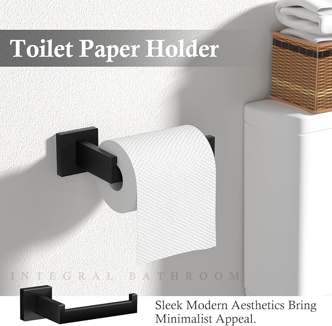 15-Piece Matte Black Bathroom Accessories Set 23.6 Inch Towel Bar Set. | SUS 304 Stainless Steel Bathroom Hardware Set Towel Racks for Bathroom, Robe Towel Hooks, Toilet Paper Holder Wall Mounted.