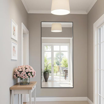 Bathroom Mirror 71" x 36", Large Rectangle Wall Mirror, Black Metal Frame Wall Mounted Mirrors for Bathroom, Vanity, Bedroom, Entryway Decor(Horizontal/Vertical)