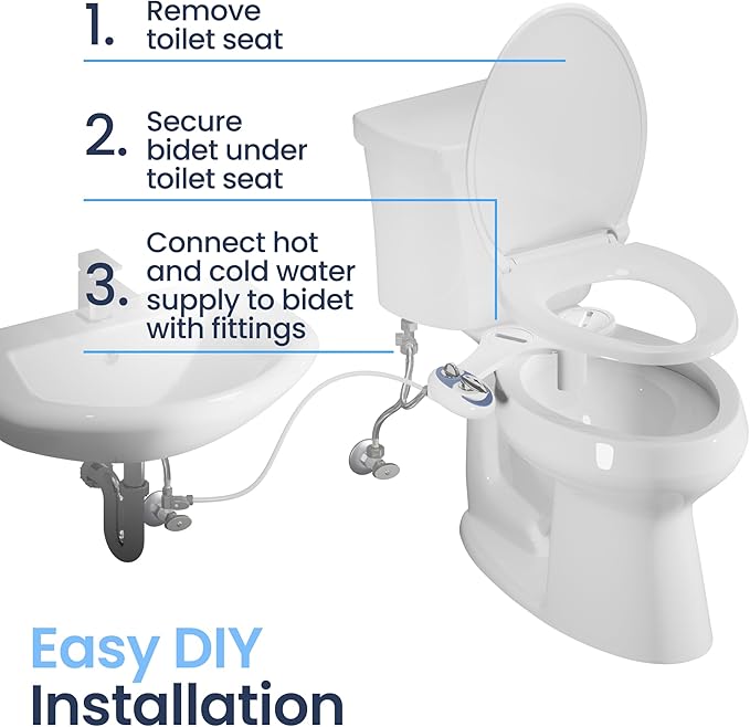 LUXE Bidet NEO 320 - Warm Water, Dual Nozzle, Self-Cleaning, Non-Electric Bidet Attachment for Toilet Seat, Adjustable Water Pressure, Rear & Feminine Wash (White)