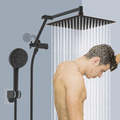 Metal 10" Rain Shower Head with Handheld, High-Pressure Showerhead,10-Mode | Oil Rubbed Bronze, Rainfall Shower Head with 5" Large Handheld, Adjustable 16" Shower Extension Arm/71" Hose, 3-Way Diverter