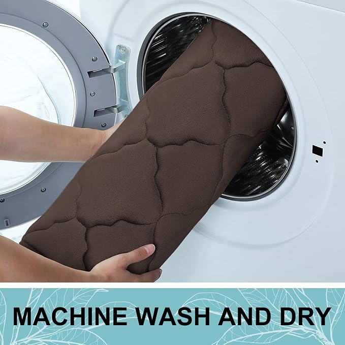 OLANLY Memory Foam Bath Mat Rug 59x20, Ultra Soft and Absorbent Bathroom Rugs, Non-Slip, Comfortable, Machine Washable Bath Carpet for Bathroom Floor, Tub, Shower and Home Decor Accessories, Brown