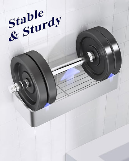 Kitsure Shower Caddy Adhesive, Stylish Shower Organizer, Large, Silver Grey | 2 Pack Shower Shelf for Inside Shower, 100% Rustproof Metal Shelves, No-Drill Bathroom Organizers and Storage