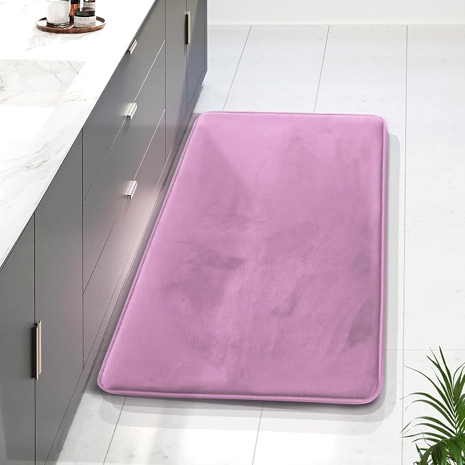 Clara Clark Bathroom Rugs, Velvet Memory Foam Bath Mat, Non-Slip Bath Rugs, Machine Wash, Dries Quickly, Ultra Soft Plush Bath Mats for Bathroom, 24 x 36, Lavender Dream