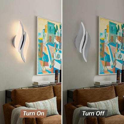 CANEOE Modern LED Wall Sconce 6000K Chrome Indoor Wall Light Fixtures Acrylic Wall Sconce Lighting for Living Room Bedroom Bedside Bathroom Hallway Stairway Wall Lamp (Chrome, 1 Pack, 3000K)