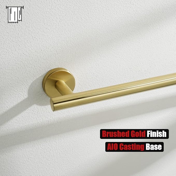 JQK Gold Towel Bar, 33 Inch 304 Stainless Steel Thicken 0.8mm Towel Rack Bathroom, Towel Holder Brushed Golden Wall Mount, Useable Length 30 Inch, TB110L30-BG