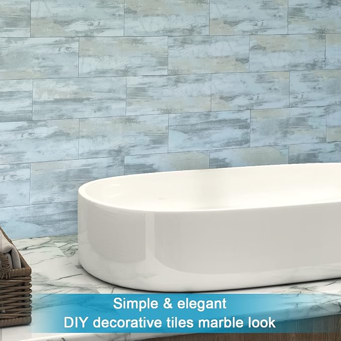 BeNice Peel and Stick Tile Backsplash Bathroom Califonia Blue 23pcs