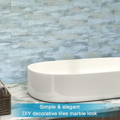 BeNice Peel and Stick Tile Backsplash Bathroom Califonia Blue 23pcs