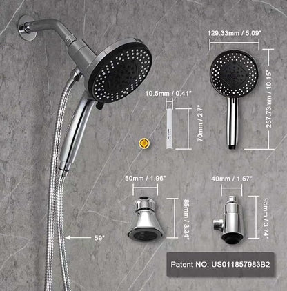 Filter Magnetic Shower Head with Handheld | High Pressure Shower Head, Magnetic Bracket, 59 Inches Stainless Steel Shower Hose, Magnetic Shower Base, Filter Element