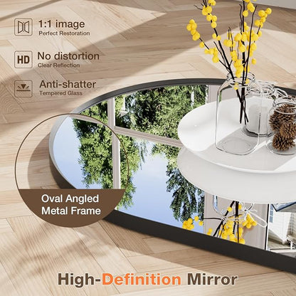 20"x30" Matte Black Oval Bathroom Mirror for Over Sink, Vanity Mirror | Aluminum Alloy Frame, Clear Reflection, Rust-Resistant, Vertical or Horizontal, Wall Mount, Bedroom and Entryway