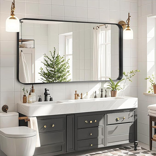 Fabuday Bathroom Wall Mirror Over Sink - 20x40 Inch Balck Framed Bathroom Mirrors for Vanity, Large Black Matte Mirrors for Bedroom, Restroom, Farmhouse, Entryway Decor
