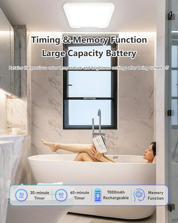 2 Pack Rechargeable Motion Sensor Ceiling Lights for Hallway (Square) | Magnetic Mount Dimmable Closet Light with Remote, 7000mAh Battery Operated, 3 Color Modes, Wireless Installation
