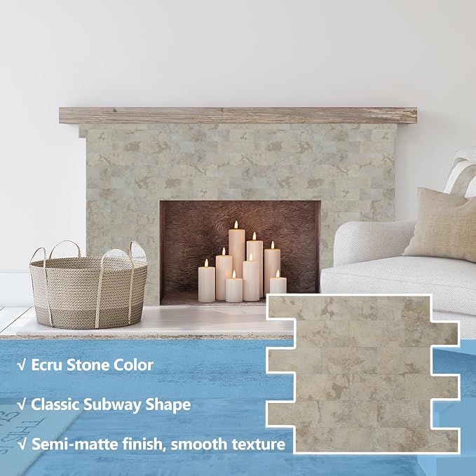 2026 New Upgrade Peel and Stick Backsplash Tile, Peel and Stick 11.34" X 11.57" Wall Tile for Kitchen, Bathroom, Fireplace, Laundry (Buff Stone, 10 Packs)