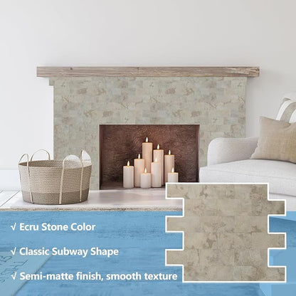 2026 New Upgrade Peel and Stick Backsplash Tile, Peel and Stick 11.34" X 11.57" Wall Tile for Kitchen, Bathroom, Fireplace, Laundry (Buff Stone, 20 Packs)