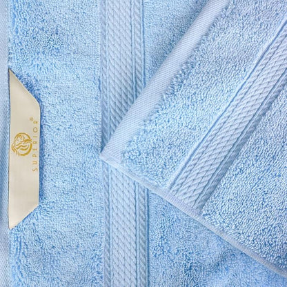 Superior Egyptian Cotton Plush & Absorbent, Face Towel Set of 6, Light Blue | Quick Dry, Soft Luxury Towel Set, Bath Essentials for Bathroom, Guest Bath, Spa, 2 Piece Face, Madeline Towels