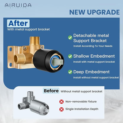 Airuida 12 Inch Matte Black Shower Faucet Set,Rainfall Shower System | Ceiling Shower Head,Male Thread Rough-in Valve,Ceiling Mount,Single Handle
