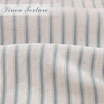 Farmhouse Striped Shower Curtain Heirloom Blue Vintage Linen Curtain 72X72 | Striped Shower Curtains with Linen Texture for Bathroom Decor
