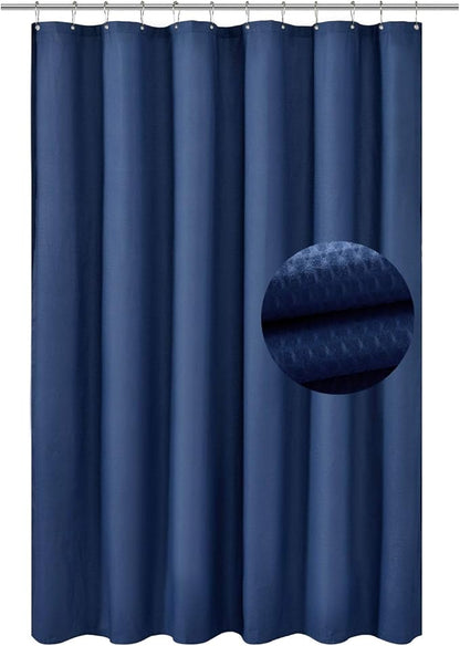 Barossa Design Soft Microfiber Fabric Shower Liner or Curtain, Hotel Quality, Machine Washable, Water Repellent, Navy Blue, 70 x 72 inches