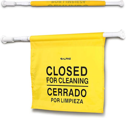 Alpine Restroom Closed for Cleaning Sign - Caution Door Barricade Signs, English & Spanish Yellow Safety Hanging Sign for Commercial Bathrooms Maintenance