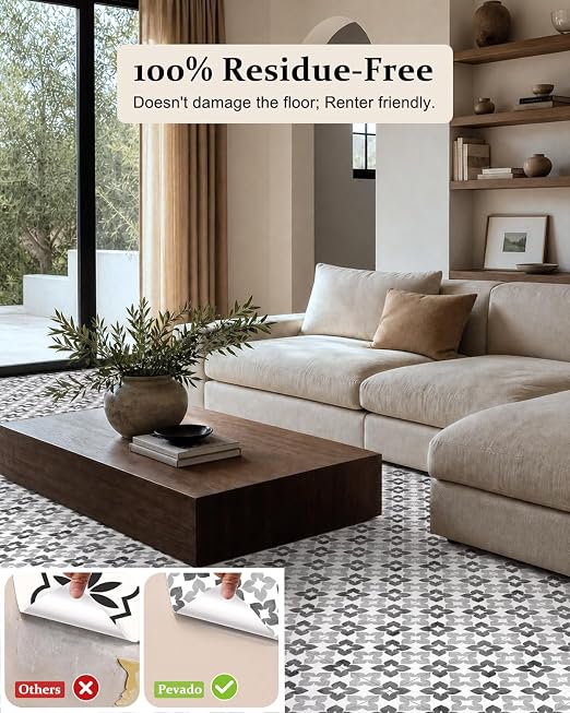 Peel and Stick Floor Tile, Waterproof Vinyl Flooring, Snap-Proof DIY Flooring Tiles for Bathroom, Kitchen, Fireplace, Wall, Backsplash, Home Decor, No Residue, 20 Tiles-7.87" Thin Ver, Gray