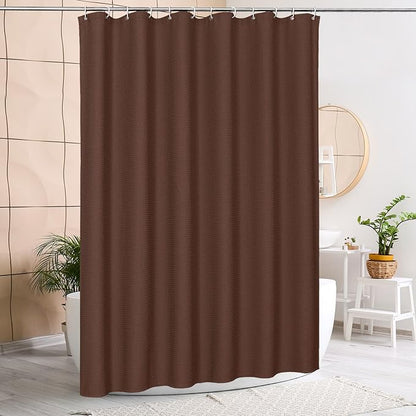 MitoVilla Brown Shower Curtain 72 x 78, Long Waffle Fabric Shower Curtains for Modern Luxury Bathroom Decor, Heavy Duty Hotel Cloth Shower Curtains 78 inch Long
