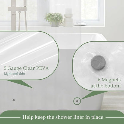 71x72 Shower Curtain Liner Clear | 6 Bottom Magnets,12 Rustproof Grommets,Water Proof Heavy Duty PEVA,71W x 72H for Bathroom