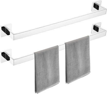 Bathroom Towel Bar Set, 23.6 Inch Wall Mounted Rack, 304 Stainless Steel, D-Shape, 2-Piece Set (Chorme)