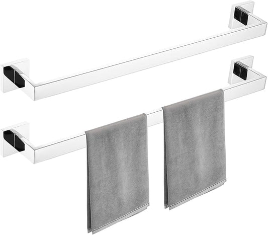 Bathroom Towel Bar Set, 23.6 Inch Wall Mounted Rack, 304 Stainless Steel, D-Shape, 2-Piece Set (Chorme)