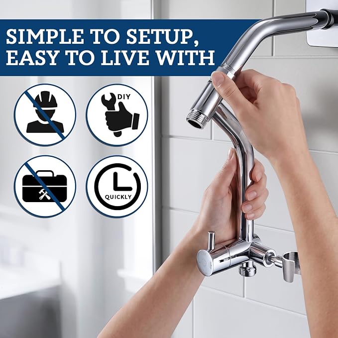 G-Promise 14 Inch All Metal Rain Shower Head with Handheld Spray (Chrome) | Full Body Coverage, Pause Mode Diverter, Power Wash Mode Handheld, Suits Every Height, Easy to Install, Modern Bath Upgrade