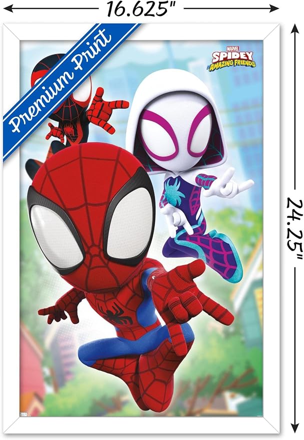 Trends International Marvel Spidey and His Amazing Friends - Webs Wall Poster, 14.72" x 22.37", White Framed Version