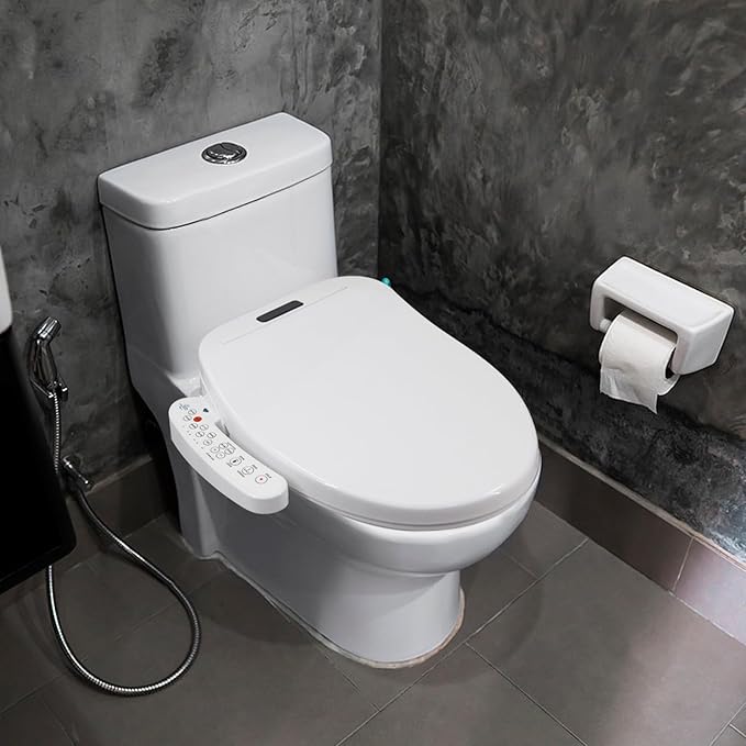 Bidet Toilet Seat Electric Warm Water Bidet with Warm Air Drying, Heated Seat Bidets with Self-cleaning Nozzle Temperature Adjustable White (Round)