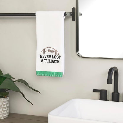 SKL Home Never Lost A Tailgate 2pc Hand Towel Set for Bath/Kitchen, Optic White