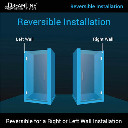 DreamLine Unidoor 30 in. W x 72 in. H Frameless Hinged Shower Door in Satin Black, SHDR-20307210F-09