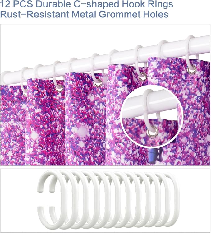 Modern Shower Curtain, Flower Butterfly Shower Curtain Purple Shower Curtain Sets Waterproof Polyester Fabric Machine Washable Home Farmhouse Office Decor Bath Curtains