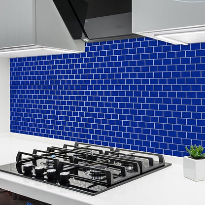 Joysticky 10-Sheet Peel and Stick Backsplash, 12" * 12" Laser Crystal Texture Stick on Tiles Backsplash for Kitchen & Bathroom，Thicker Design Peel and Stick Wall Tiles (Blue)