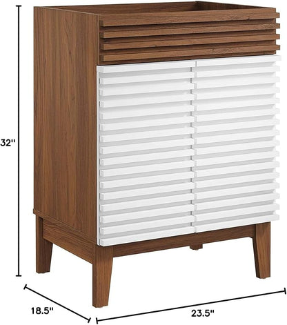 Modway Render Bathroom Vanity Cabinet in White Walnut - Sink Basin Not Included