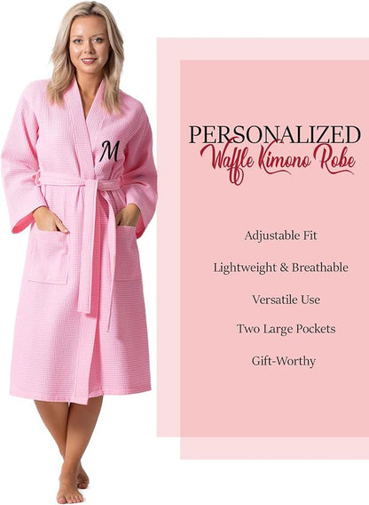 Waffle Knit Lightweight Kimono Spa & Bath Robes for Women - Quick Dry - Soft